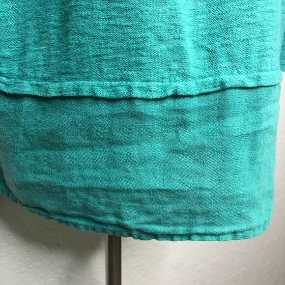 Cut loose blue green cotton linen blend knit tunic top size Small - Picture 15 of 16
